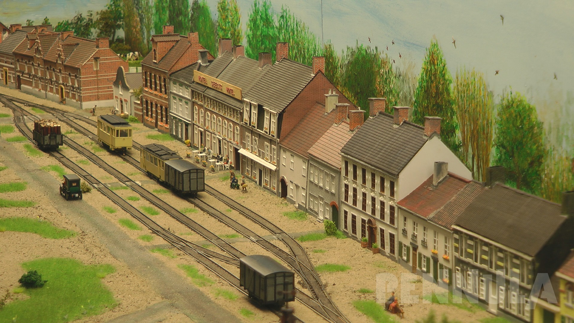 Dampf-Modell-Straßenbahn von Westerlo: Ein Modelleisenbahn-Diorama vom MSC de Kempen