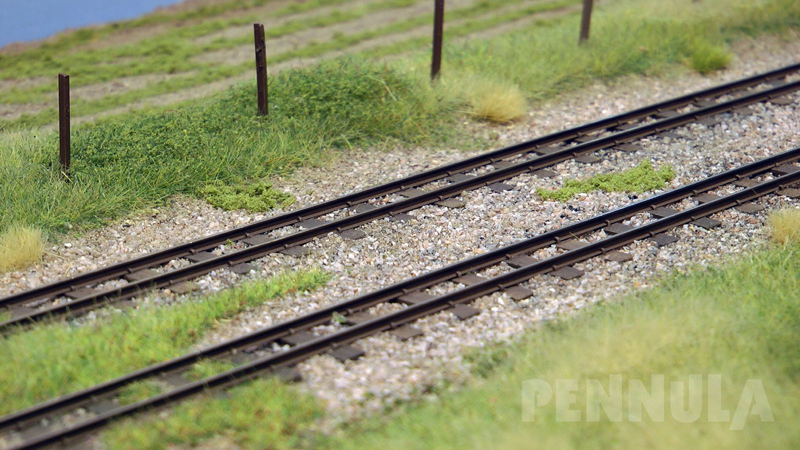 Um eine 15 Zoll Bahn im Maßstab 1/42 darzustellen, paßten rein optisch wegen der viel zu kleinen Schwellen weder Spur N Gleise noch Spur H0e Gleise.